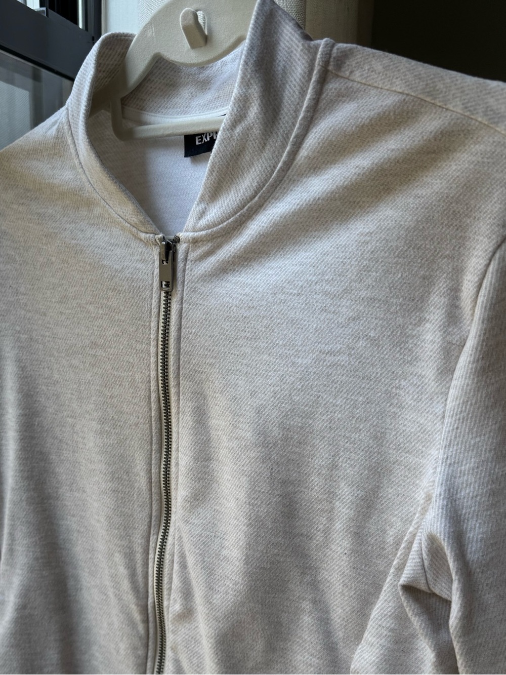 Express Men's Light Gray Zip-Up Sweater Jacket